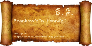 Brankován Hannó névjegykártya